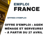 Offre d’emploi : Agents de ménage et serveurs/serveuses recherchés pour un café en France – À partir du 27 avril