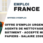 Offre d’Emploi Urgente : 11 Agents de Nettoyage de Bâtiment – Accepté même sans papiers – Salaire 2599 €/mois